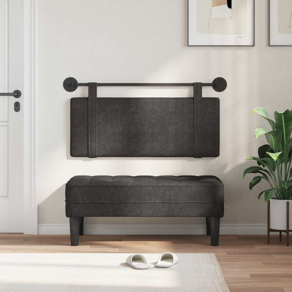 vidaXL T&ecirc;te de lit suspendue Uni Noir 110 x 55 x 5 cm PU antique