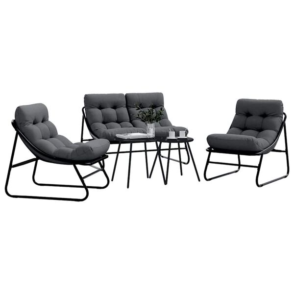 vidaXL Ensemble de salle &agrave; manger pour jardin 5 pcs Noir Acier