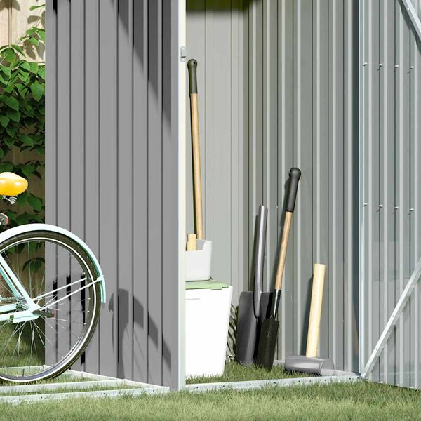 vidaXL Abri &agrave; bois de jardin Gris 245x98x159 cm Acier galvanis&eacute;