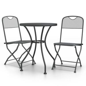 vidaXL Ensemble &agrave; manger de jardin 3 pcs Maille M&eacute;tal Anthracite