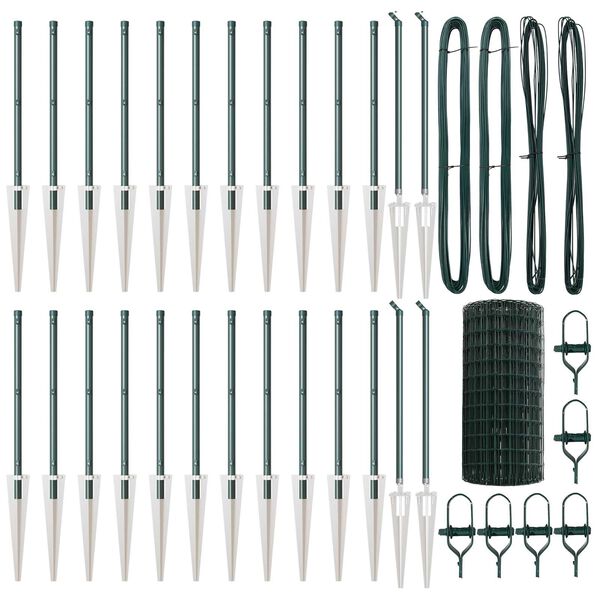 vidaXL Cl&ocirc;ture avec poteau Vert 0,4 x 50 m Acier et PVC