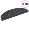 vidaXL Tapis d'escalier autocollants 10 pi&egrave;ces 65 x 21 x 4 cm Gris fonc&eacute; Demi-rond Grand
