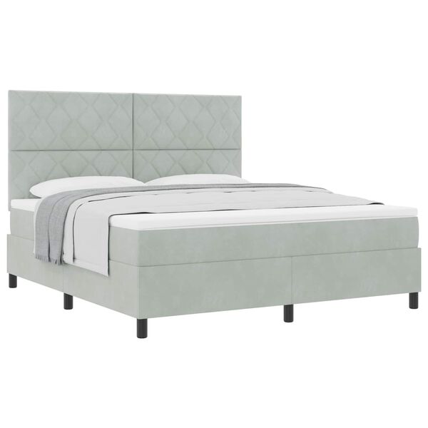vidaXL Lit &agrave; ressorts avec matelas Gris clair 180 x 200 cm tissu