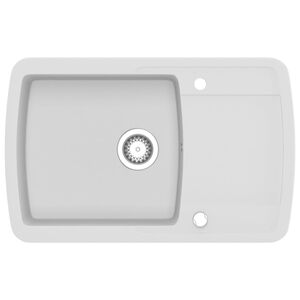 vidaXL &Eacute;vier de cuisine Granit Seul lavabo Blanc