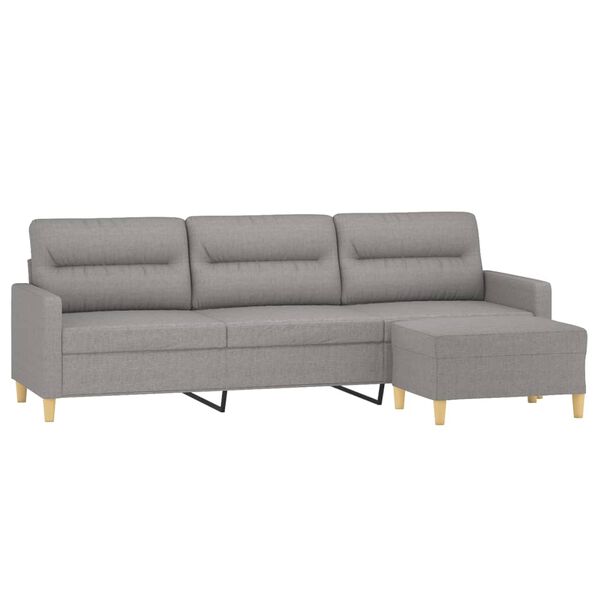 vidaXL Canap&eacute; &agrave; 3 places avec repose-pieds Gris clair 210 cm Tissu