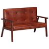 vidaXL Canap&eacute; &agrave; 2 places Marron Cuir v&eacute;ritable