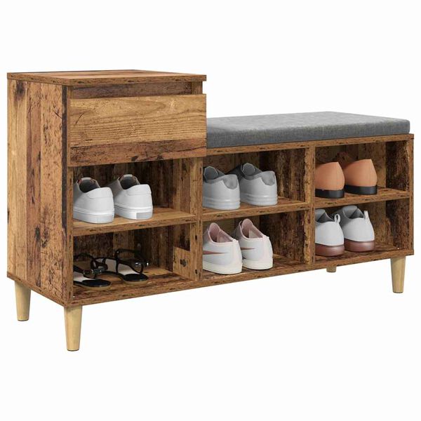 vidaXL Cabinet &agrave; chaussures avec tiroir Bois ancien 102 x 36 x 60 cm