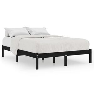 vidaXL Cadre de lit sans matelas noir bois massif 200x200 cm