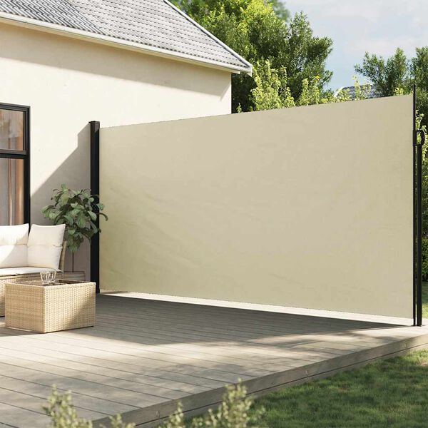 vidaXL Auvent lat&eacute;ral r&eacute;tractable cr&egrave;me 200x500 cm