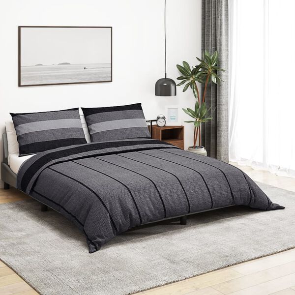 vidaXL Ensemble de housse de couette gris fonc&eacute; 140x200 cm Coton