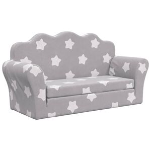 vidaXL Canap&eacute;-lit enfant 2 places gris clair &eacute;toiles peluche douce