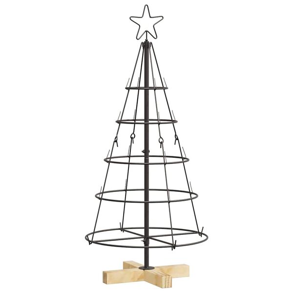 vidaXL Arbre en c&ocirc;ne de No&euml;l avec support Noir 90 cm Acier
