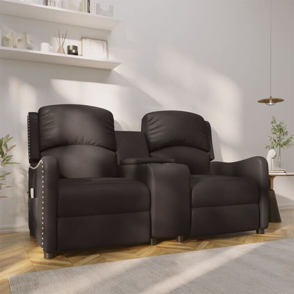 vidaXL Fauteuil inclinable et porte-gobelets 2 places noir similicuir