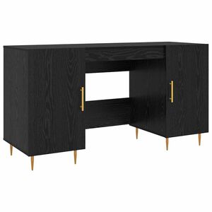 vidaXL Bureau avec porte Ch&ecirc;ne noir 140 x 50 x 75 cm Bois d'ing&eacute;nierie
