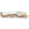 vidaXL Salon de jardin 12 pcs avec coussins blanc cr&egrave;me bambou