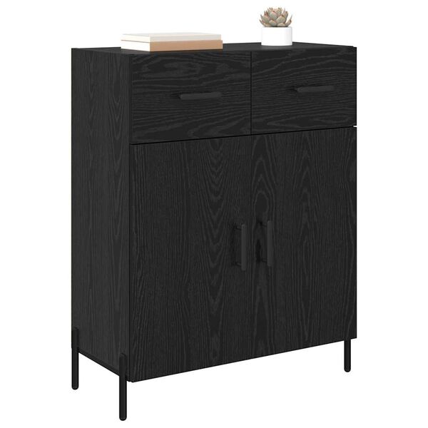 vidaXL Buffet Ch&ecirc;ne noir 69,5 x 34 x 90 cm Bois d'ing&eacute;nierie