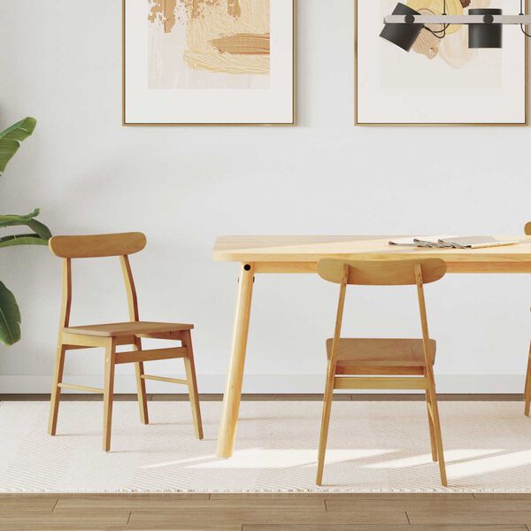 vidaXL Chaise de salle à manger 2 pcs Naturel Bois Massif