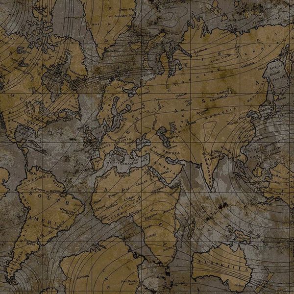 Noordwand Papier peint Friends&Coffee The World Map Gris & m&eacute;tallique