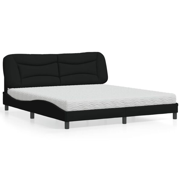 vidaXL Lit avec matelas Hvar noir 180x200 cm tissu