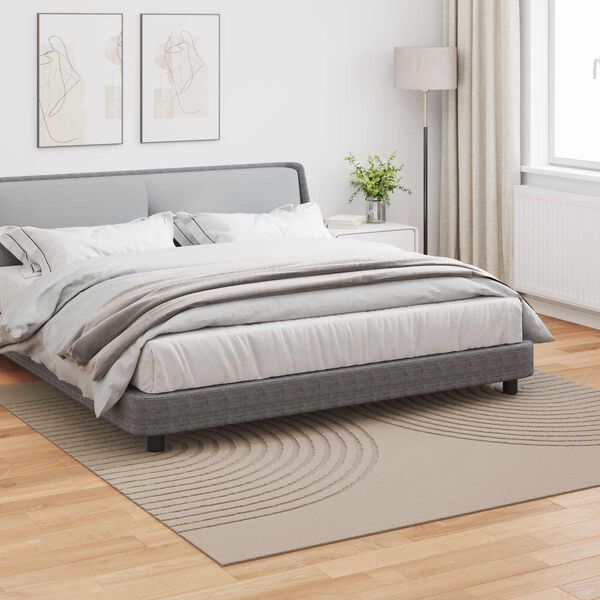 vidaXL Tapis de surface Carr&eacute; HUARTE Beige 240 x 240 cm Polyester