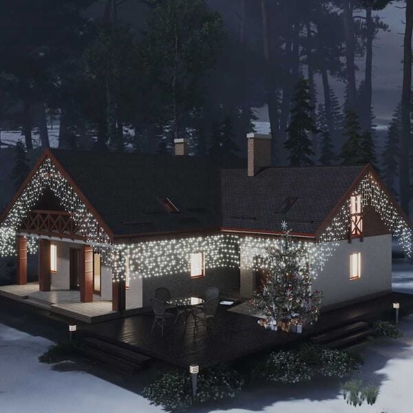 vidaXL Rideau lumineux &agrave; gla&ccedil;ons LED 10m 400LED Blanc froid 8fonctions
