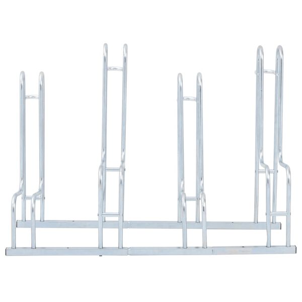 vidaXL Support de v&eacute;lo au sol autoportant pour 4 v&eacute;los acier galvanis&eacute;