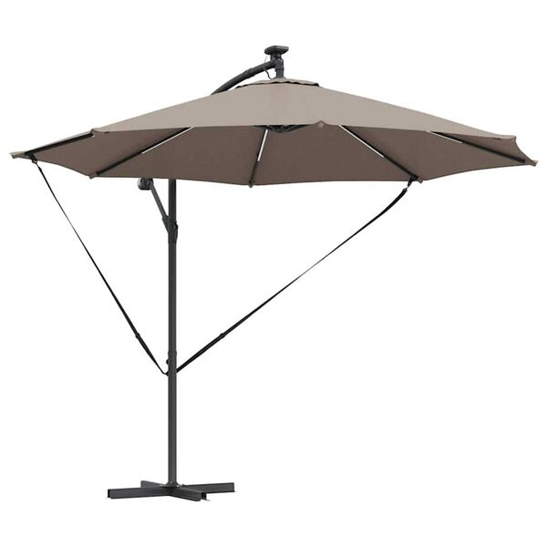 vidaXL Parasol Taupe 294 x 294 x 248 cm Polyester et Aluminium