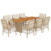 vidaXL Ensemble &agrave; manger de jardin et coussins 9 pcs beige Poly rotin