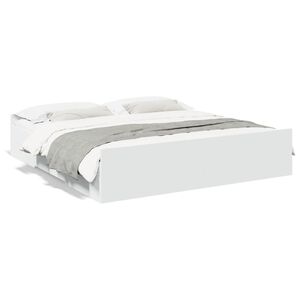 vidaXL Cadre de lit avec tiroirs sans matelas blanc 200x200 cm