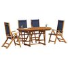 vidaXL Ensemble &agrave; manger de jardin 5pcs bois d'acacia solide textil&egrave;ne