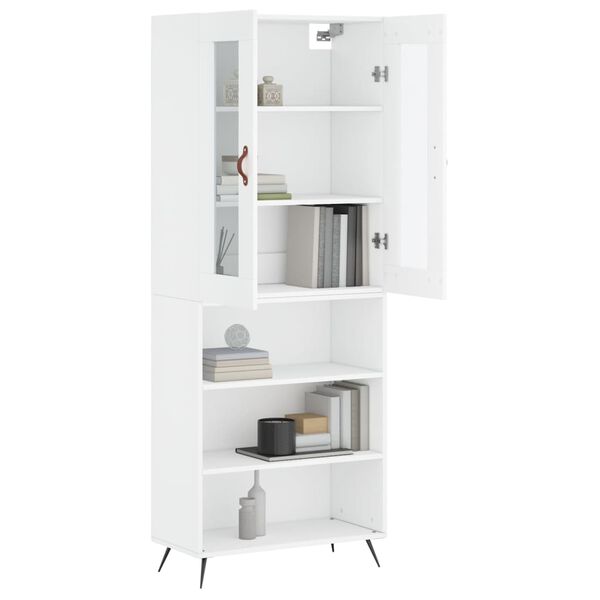 vidaXL Buffet haut Blanc 69,5x34x180 cm Bois d'ing&eacute;nierie