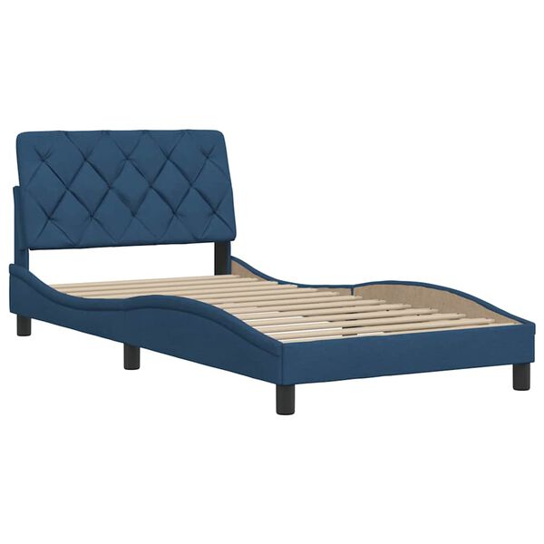 vidaXL Cadre de lit sans matelas bleu 100x200 cm tissu