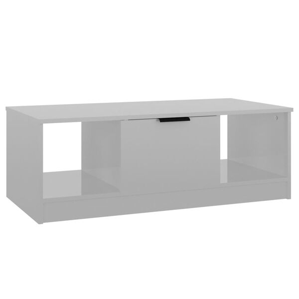 vidaXL Table basse blanc brillant 102x50x36 cm bois d'ing&eacute;nierie