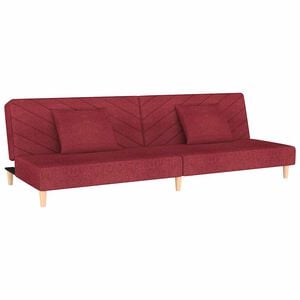 vidaXL Canap&eacute;-lit &agrave; 2 places avec deux oreillers rouge bordeaux tissu