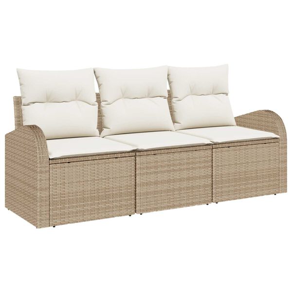 vidaXL Ensemble de canap&eacute; de jardin Beige polyrotin