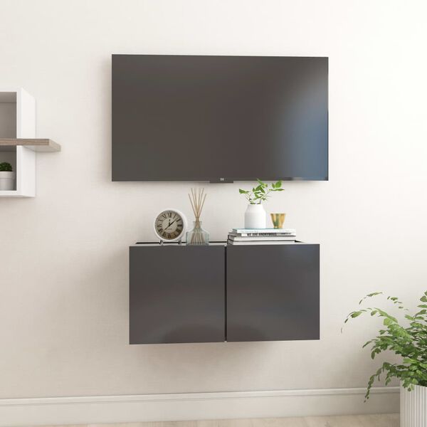 vidaXL Meuble TV suspendu Gris 60x30x30 cm