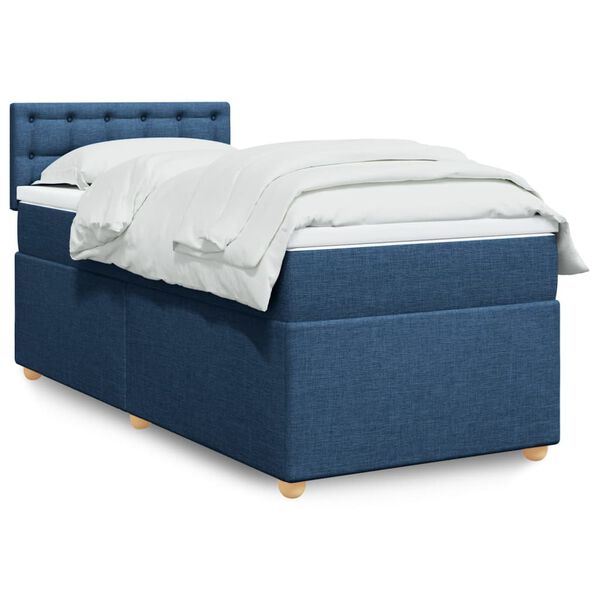 vidaXL Sommier &agrave; lattes de lit avec matelas Bleu 80x200 cm Tissu