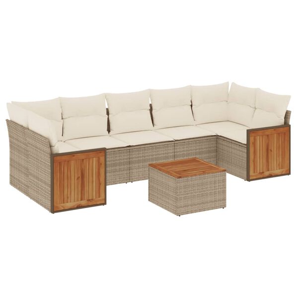 vidaXL Salon de jardin avec coussins 8 pcs beige r&eacute;sine tress&eacute;e