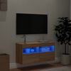 vidaXL Meuble TV mural avec lumi&egrave;res LED ch&ecirc;ne sonoma 80x30x40 cm