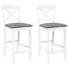 vidaXL Tabourets de bar avec coussins (lot de 2) en bois massif blanc et caoutchouc