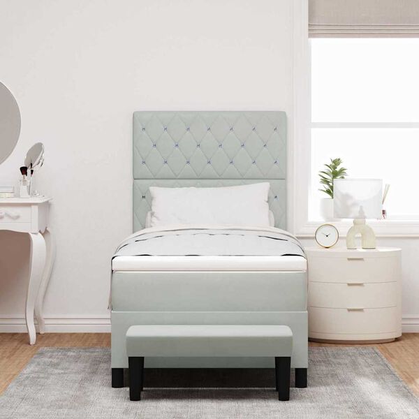 vidaXL Lit &agrave; ressorts avec matelas Gris clair 100 x 200 cm Velours