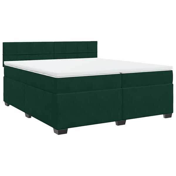 vidaXL Sommier &agrave; lattes de lit et matelas Vert fonc&eacute; 200x200cm Velours