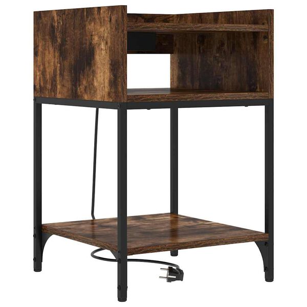 vidaXL Cabinet de chevet Ch&ecirc;ne fum&eacute; 40 x 40 x 61 cm Bois d'ing&eacute;nierie