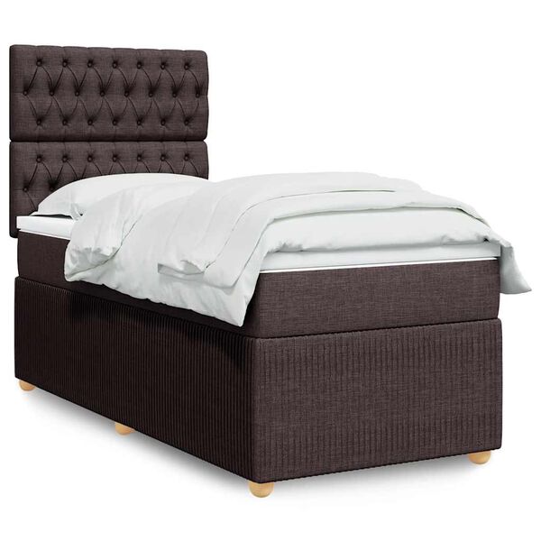 vidaXL Sommier &agrave; lattes de lit avec matelas Marron fonc&eacute; 90x190 cm