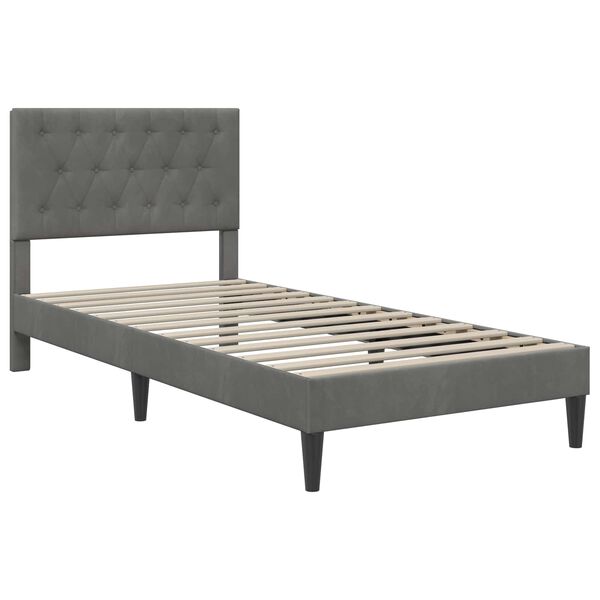 vidaXL Cadre de lit avec matelas Gris fonc&eacute; 90 x 190 cm Velours