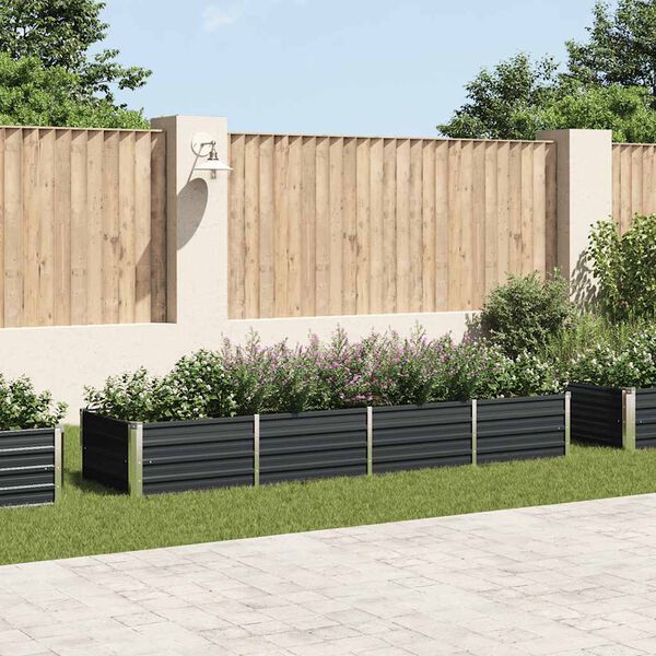 vidaXL Lit sur&eacute;lev&eacute; de jardin Anthracite 320x80x45 cm Acier galvanis&eacute;