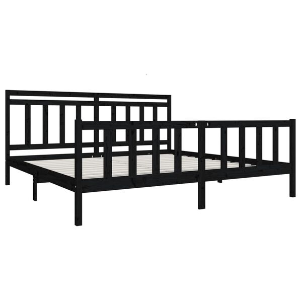 vidaXL Cadre de lit sans matelas noir bois massif 200x200 cm