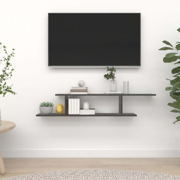 vidaXL &Eacute;tag&egrave;re TV murale Gris 125x18x23 cm Bois d&rsquo;ing&eacute;nierie