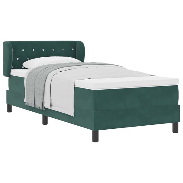 vidaXL Lit &agrave; ressorts avec matelas Vert fonc&eacute; 90 x 200 cm Velours