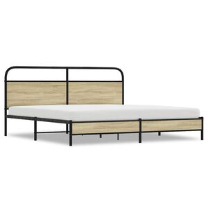 vidaXL Cadre de lit en m&eacute;tal sans matelas ch&ecirc;ne sonoma 193x203 cm